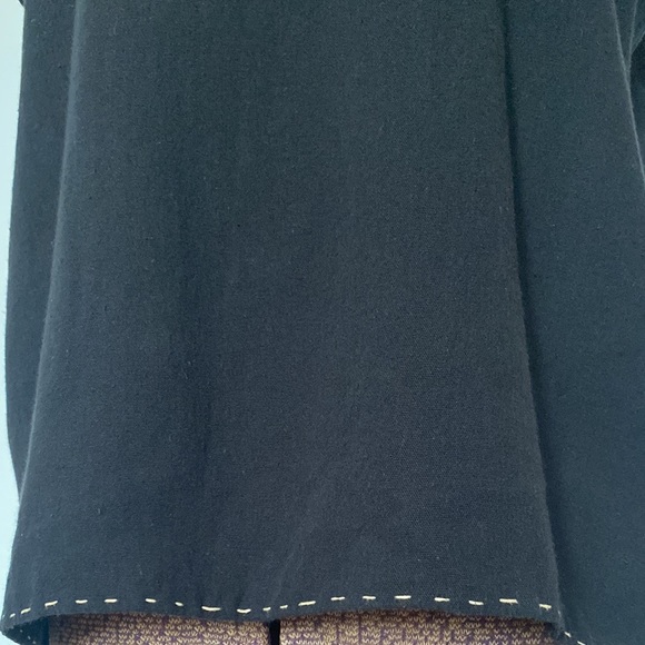 VTG 1970s Top Black Crepe Hand Embroidery Indian or Mexican Boho Vintage - Picture 5 of 8